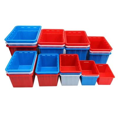 Verdickter Kunststoffkorb mit Deckel, Transportbox, industrielle Lagerung, Aufbewahrungskorb, Logistikbox, Kunststoff-Umsatzbox